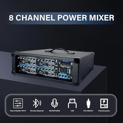 Proreck MX18 8-Channel 2400w Professional Audio Mixer - Image 3
