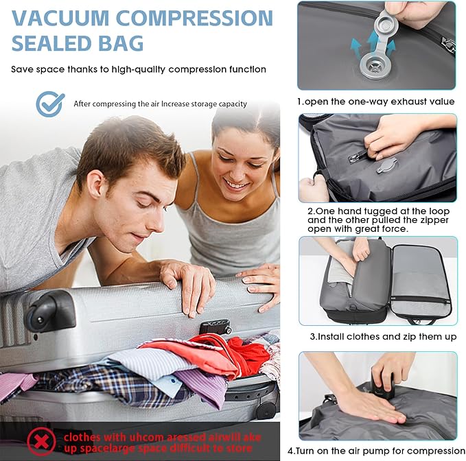 Vacuum Compression Backpack for Travel, 47L Expandable Backpack - Image 3