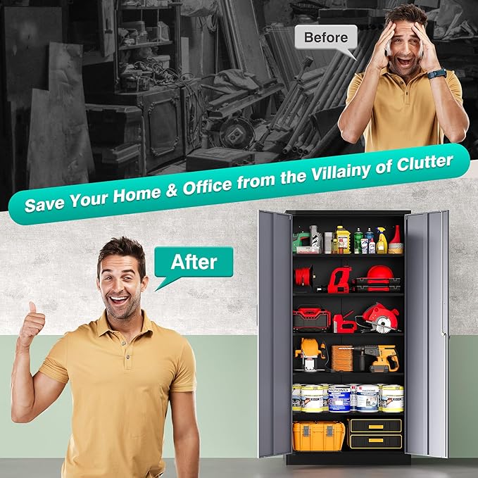 SISESOL Wide & Deep Metal Storage Cabinet - Image 9