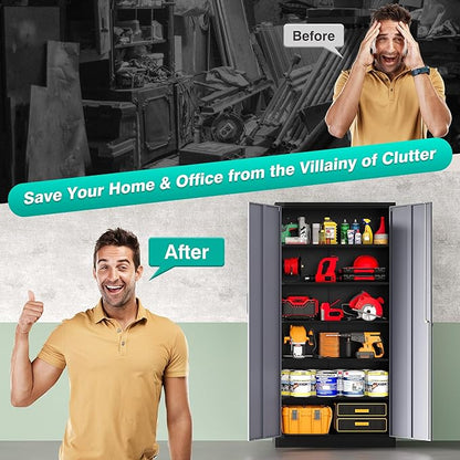 SISESOL Wide & Deep Metal Storage Cabinet - Image 9