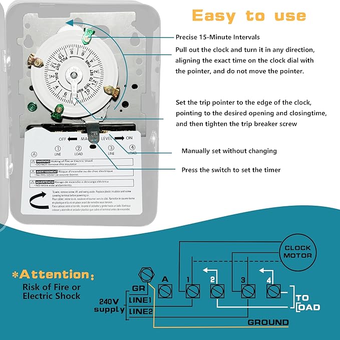 T104 Electromechanical Timer Switch Versatile Scheduling Manual Override - Image 3