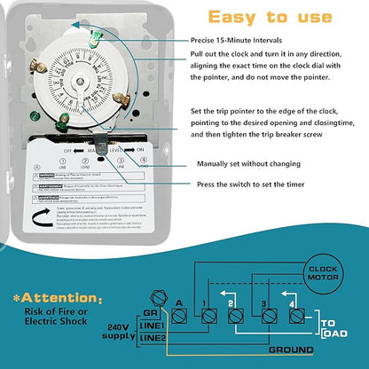 T104 Electromechanical Timer Switch Versatile Scheduling Manual Override - Image 3