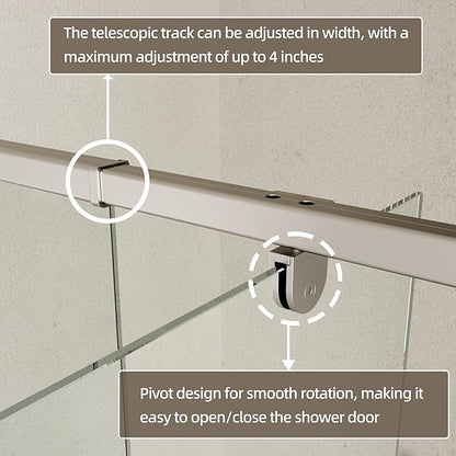 38-42" W x 71" H Pivot Swing Glass Shower Door, Pivot Frame Shower Door - Image 4