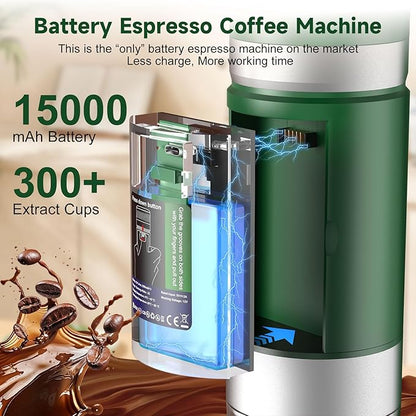 Portable Espresso Machine with Removeable Battery, 20 bar Mini Travel Coffee - Image 2