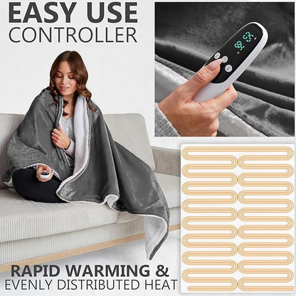 Heated Blanket Electric Luxurious Fleece Throw Blanket, 9 Heat Settings & 12H - Image 3