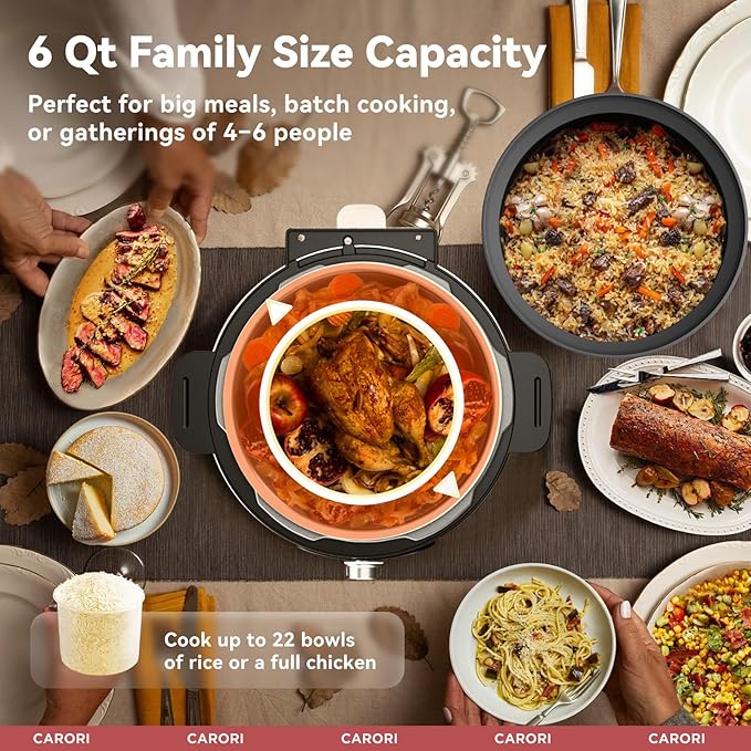 9-in-1 Electric Pressure Cooker 6 Qt, Dual Inner Pots, Stainless Steel Pot and - Image 6