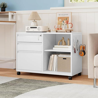 MIIIKO File Cabinet 3 Drawer, Home Office Rolling File Storage Cabinet - Image 2