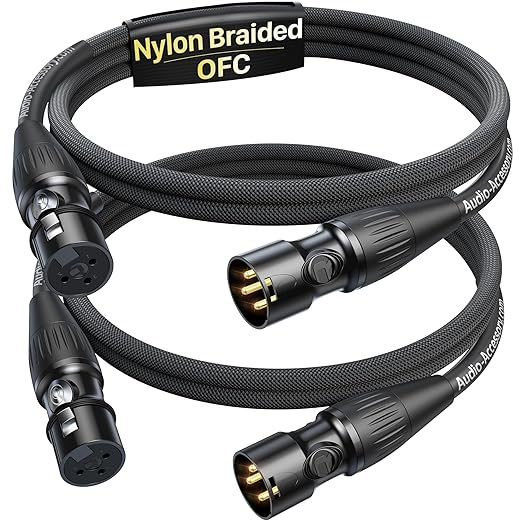 Short XLR Cables 3.3ft 2 Pack, Kevlar-Reinforced Nylon Braided & OFC Shielded by AA