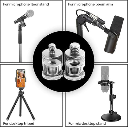 IXTECH Mic Stand Adapter Set 8 pieces Metal Microphone Stand Screw Thread - Image 2