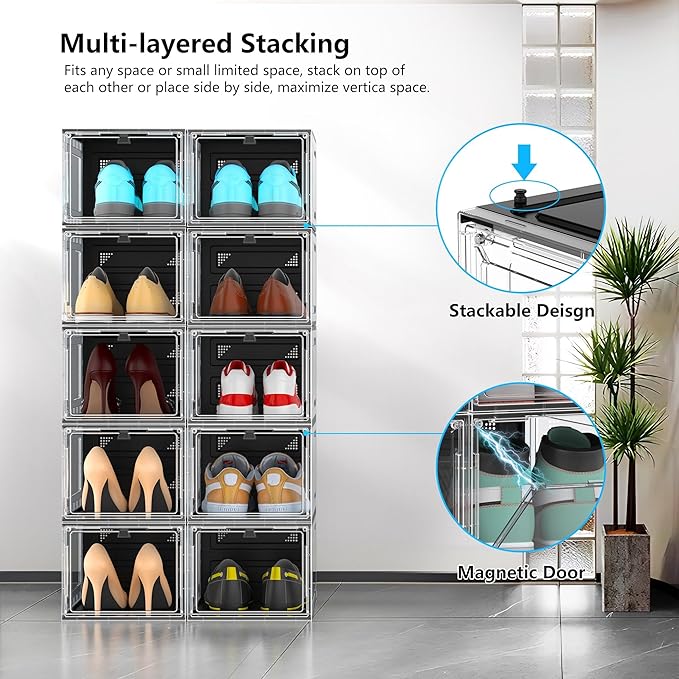 10 Pack Hard Sturdy Thickened Rigid XX Large Shoe Storage Organizer - Image 3