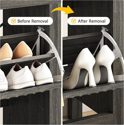 Shoe Cabinet Storage for Entryway, Fluted Shoe Cabinet - Image 5