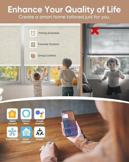 Kincmo Motorized Blinds with Remote, 100% Blackout Motorized Roller Shades Work - Image 3