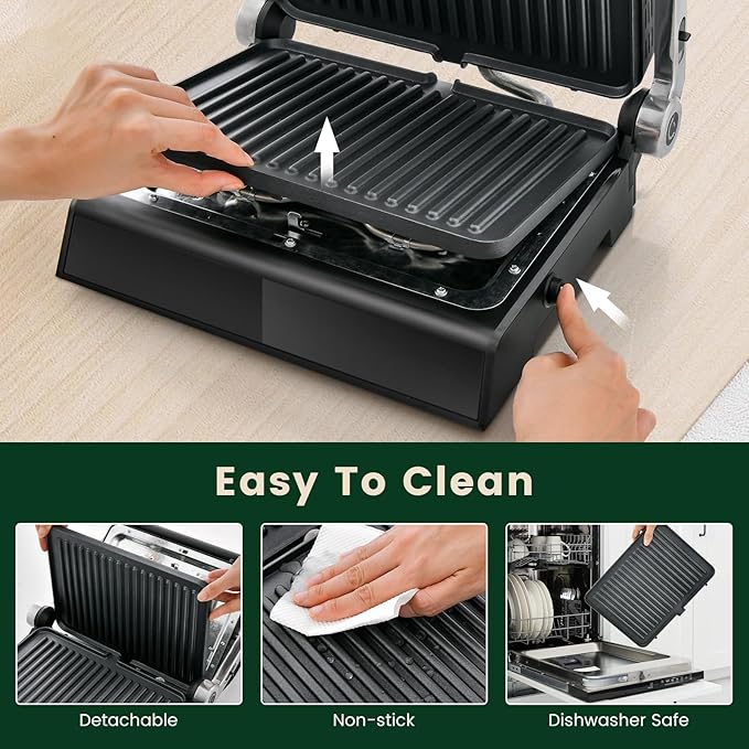 ARLIME Panini Grill Press Sandwich Maker, 180 Degrees w/5 Auto Cooking Modes & - Image 4