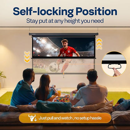 VIVOHOME 80 Inch 16:9 Pull Down Projector Screen, HD 4K Retractable Movie Screen - Image 3