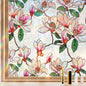 NINETREX Window Privacy Film, Stained Glass Clings, Magnolia 17.5"x78.7" | Static Cling Vinyl, UV Blocking, Non-Adhesive, Heat Control, Rainbow Floral Design, for Bathroom Door