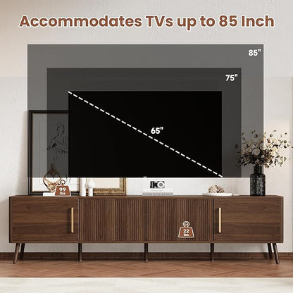 Merax Mid Century 78" TV Stand, Modern Fluted Entertainment Center - Image 6
