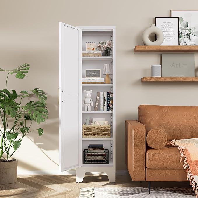 COFaR Tall Bathroom Storage Cabinet, Metal Farmhouse Narrow Slim Cabinet - Image 2
