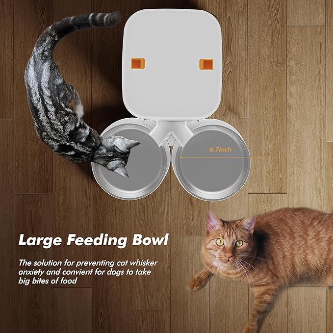 Automatic Cat Feeder for 2 Cats - 8L/34 Cups Large Capacity Auto Food Dispenser - Image 6