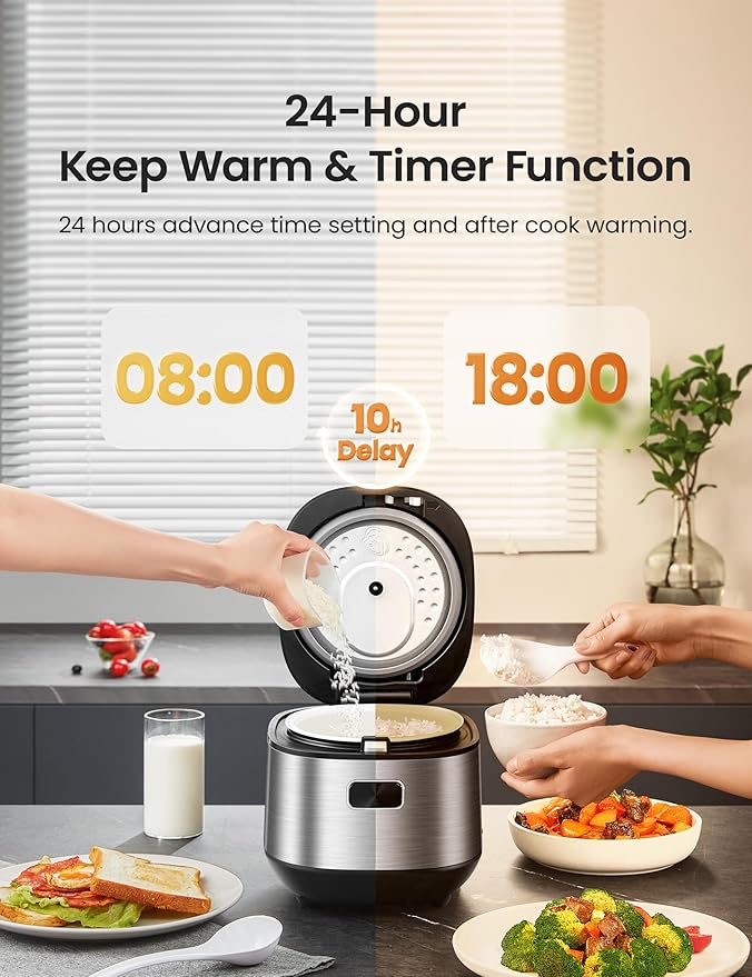 COMFEE' Compact Rice Cooker 8 Cups Cooked/4 Cups Uncooked, 9-in-1 Multi Cooker - Image 6