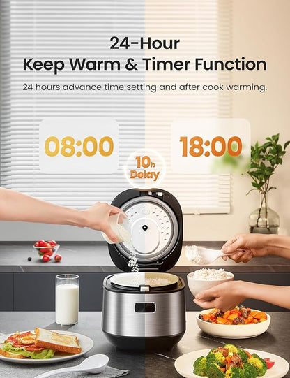 COMFEE' Compact Rice Cooker 8 Cups Cooked/4 Cups Uncooked, 9-in-1 Multi Cooker - Image 6