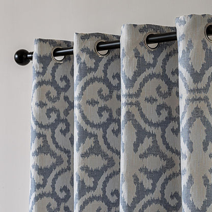 SLEEP ZONE Blackout Curtains for Bedroom and Living Room, Curtains & Drapes with Thermal Insulation for Room Darkening, Jacquard 360GSM Window Curtain Panels, Blue, 52" × 84"