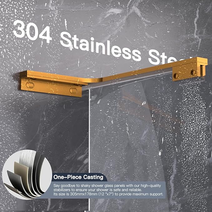 Shower Glass Support Bar, Both Sides Available, Frameless Bathroom Glass Clamp - Image 6