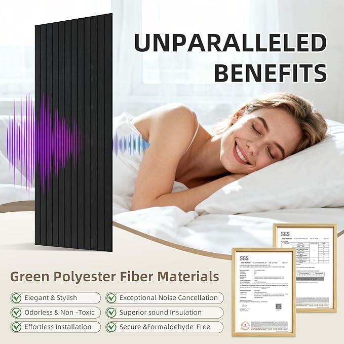 TO-TH Wood-Look Acoustic Panel, 4 Pack 47.2” x 23.6” Soundproof Wall Panels - Image 3