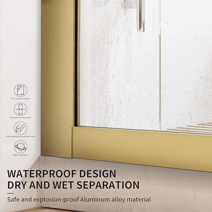 Bathroom Fixed Glass Shower Wall Panels, 34 in W x 74 in H Framed Tempered - Image 3