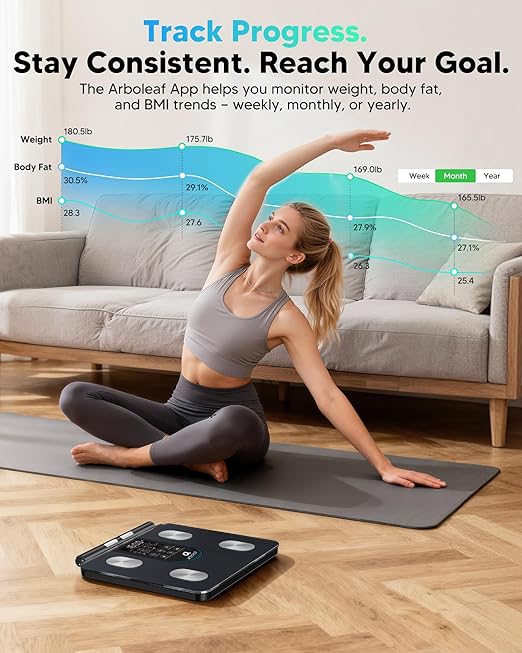 arboleaf Smart Scale for Body Weight, 8-Electrode Dual-Frequency BIA Bathroom - Image 6