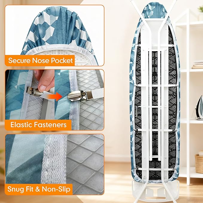 Ironing Board Cover and Pad, 18x49 Extra Wide Thick Iron Padding, Scorch & - Image 5