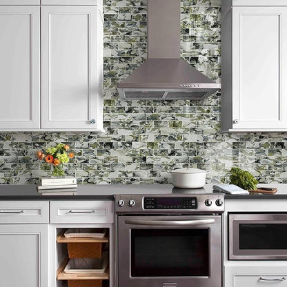 Vamos Tile 100-Piece Glossy Ice Green Peel and Stick Backsplash Tile, Stick on - Image 3