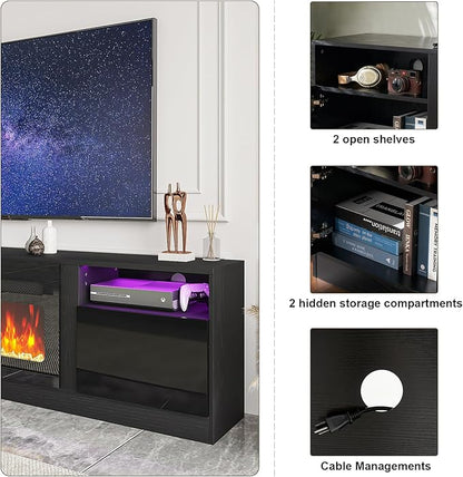 Fireplace TV Stand with 36" Electric Fireplace, LED Light Entertainment Center - Image 7
