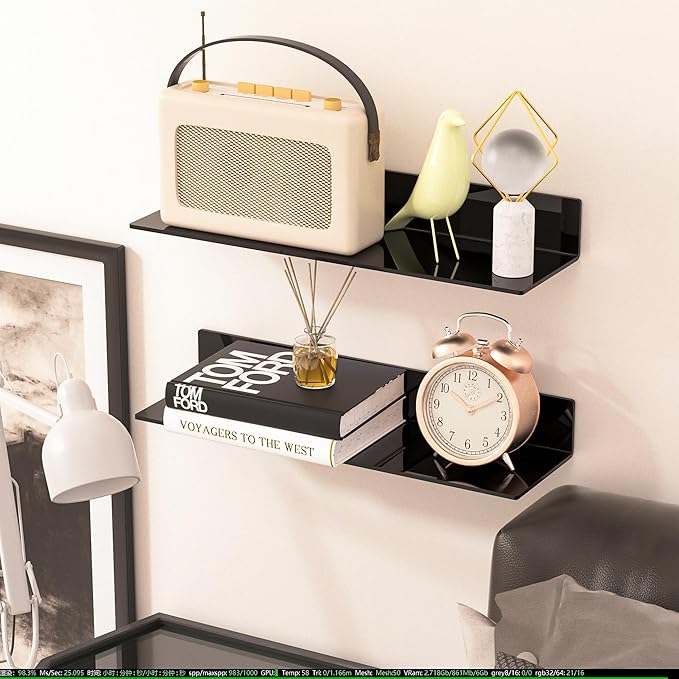 20 Inches Acrylic Wall Shelves 2 Pack, Floating Shelf - Image 5