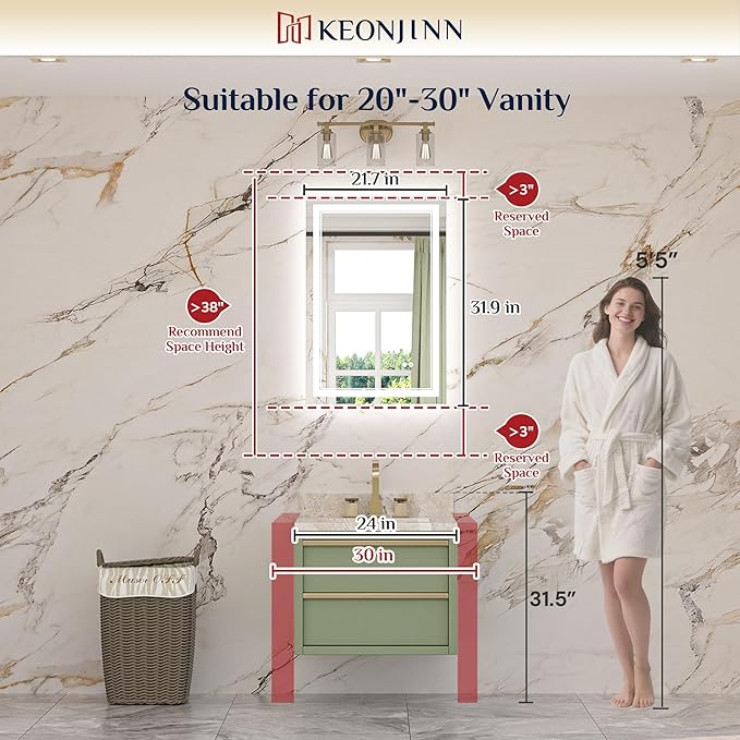 Keonjinn 22" x 32" Lighted Mirrors - Image 2
