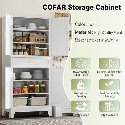 COFaR 71" Tall Kitchen Pantry, Farmhouse Storage Cabinet - Image 5