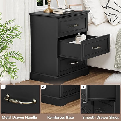 Nightstand Set of 2, Rustic Farmhouse Wood Small Dresser, Bedside Table - Image 4