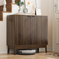 Shoe Cabinet with Slatted Doors, 4-Tier Freestanding Shoe Cabinet Storage by Morwdxef