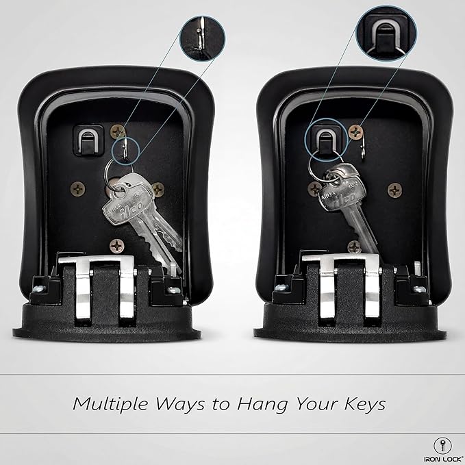 Iron Lock® Key Lock Box Wall Mount – Medium Waterproof Heavy-Duty Metal Safe - Image 5