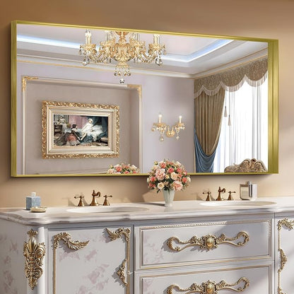 CIRCUMI Gold Bathroom Mirror, Brushed Finish, Tempered Glass, Large Mirror by CIRCUMIMirror
