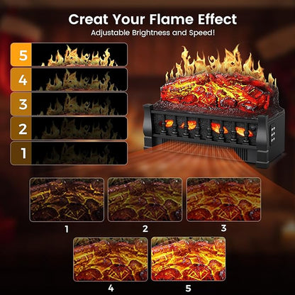 21 Inches Electric Fireplace Insert Log Heater Set, Freestanding Heater - Image 3