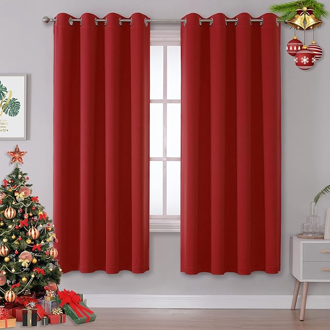 DUALIFE Red Curtains 72 Inches Long by DUALIFE