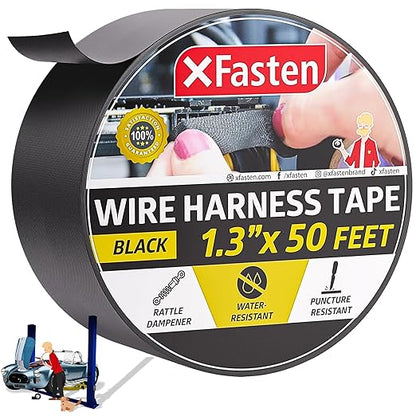 XFasten Wire Harness Tape, 1.3-Inch x 50-Foot, High Temp Wiring Loom Harness by XFasten