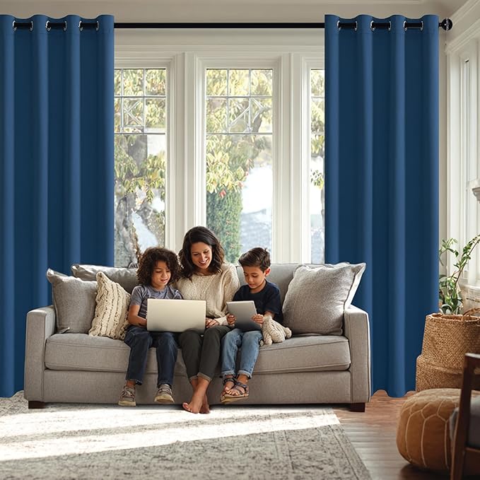JIUZHEN Classic Blue Blackout Curtains - Image 3