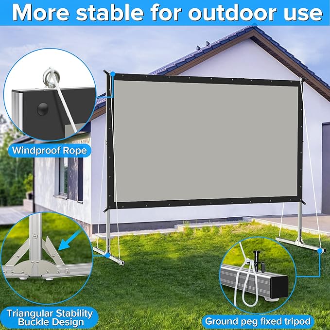 Projector Screen and Stand, JWSIT 120 inch Outdoor Movie Screen-Upgraded 3 - Image 4