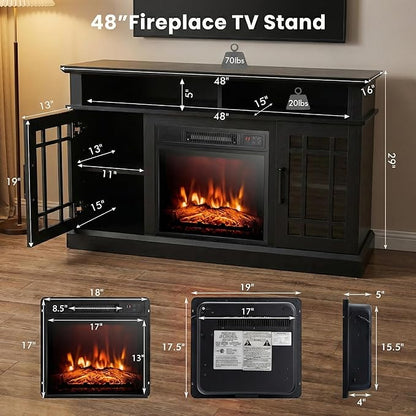SIMOE Modern 48 Inch Electric Fireplace TV Stand, TV Console - Image 7