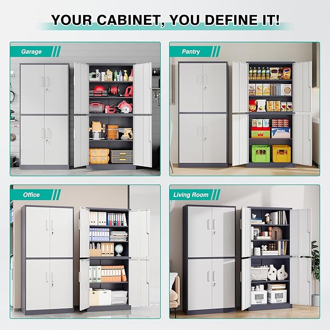 SISESOL Storage Cabinets With Doors And Shelves, Adjustable Layers - Image 4