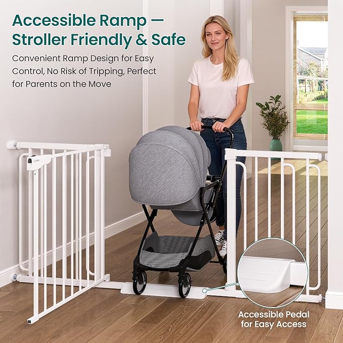 Cumbor Extra Wide Baby Gate, 36.6-69" Walk-Through Dog Gate - Image 5