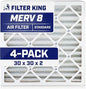 Filter King 30x30x2 Air Filter | 4-PACK | MERV 8 HVAC Pleated A/C Furnace by FilterKing