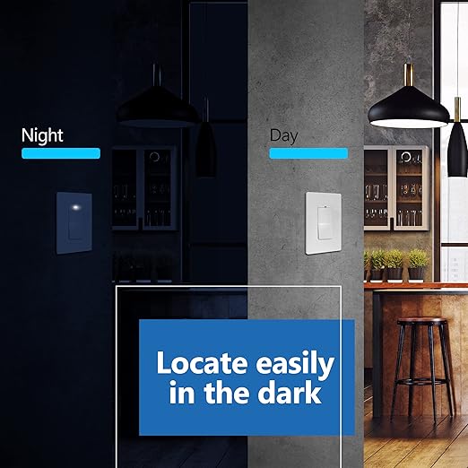 LIDER Minimalist Design Matte Finish Lighted Decorator Switch, Frameless Paddle - Image 7