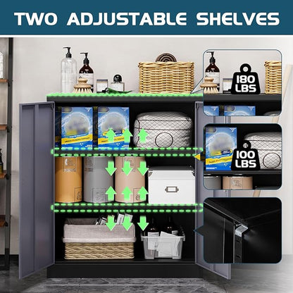 MIIIKO Metal Storage Cabinet, Base Cabinets 2 Door, Steel Storage Cabinets - Image 5